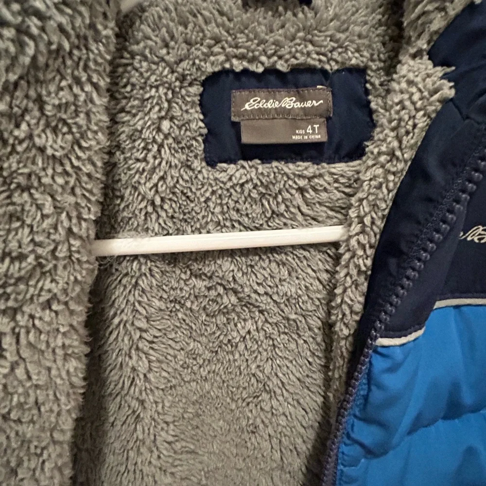 Eddie Bauer Boy Blue and Black down jacket - Picture 2 of 3